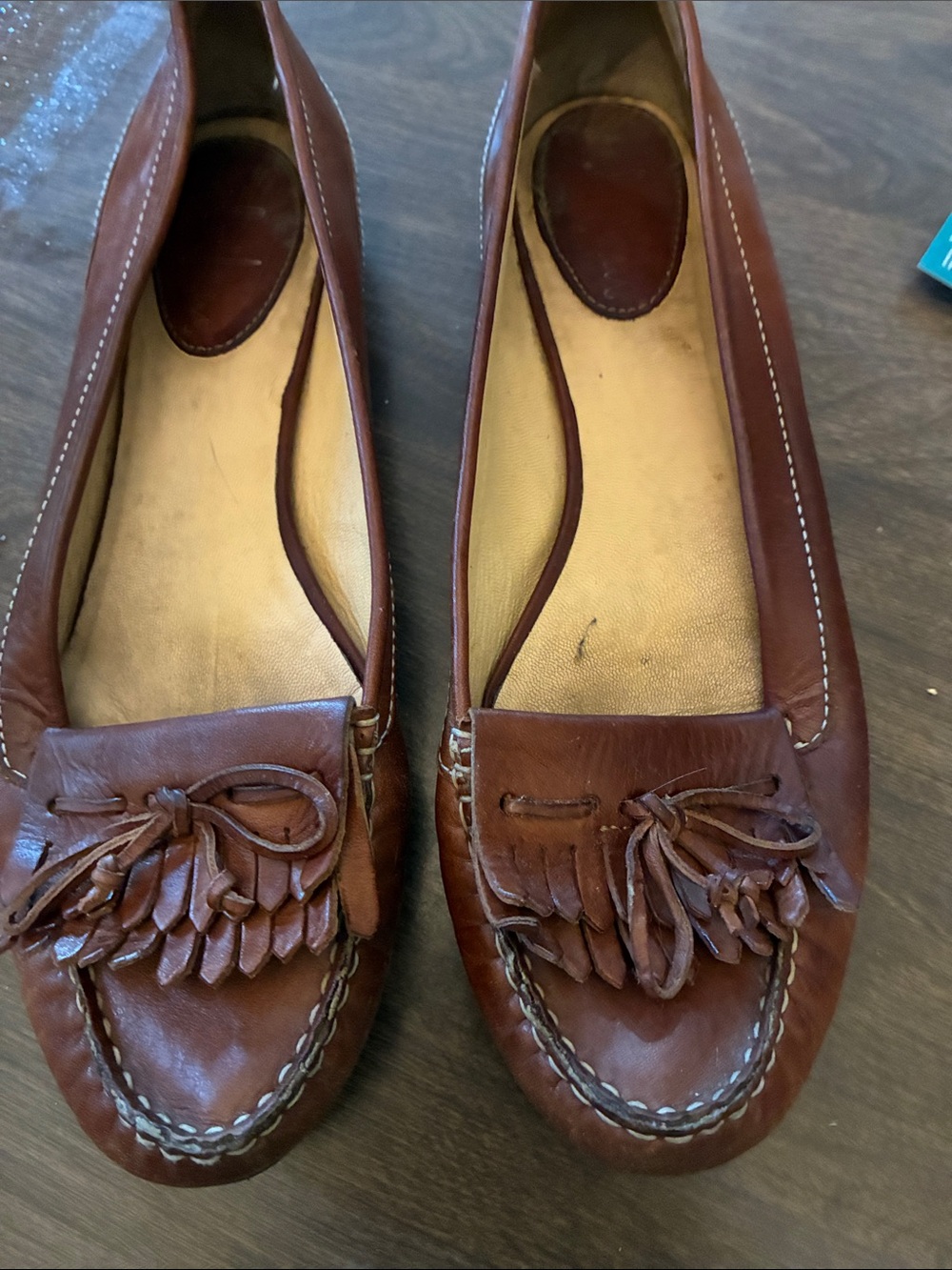 Cole Haan Brown Leather Tassel Fringe Loafers